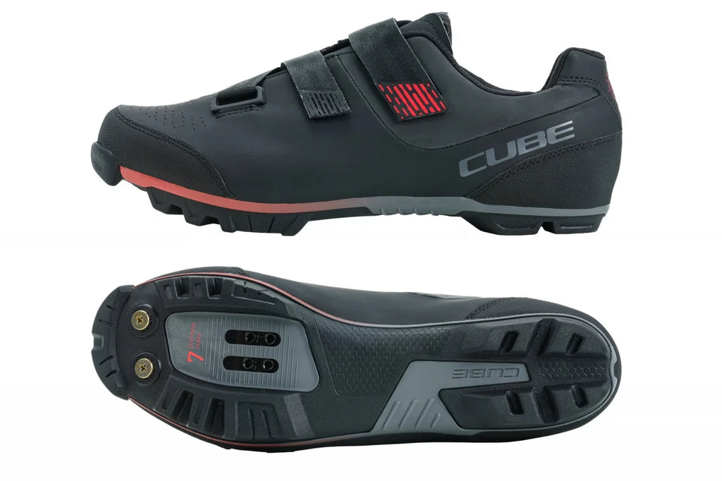 Pantofi Ciclism Cube Shoes Mtb Peak Negru/Rosu