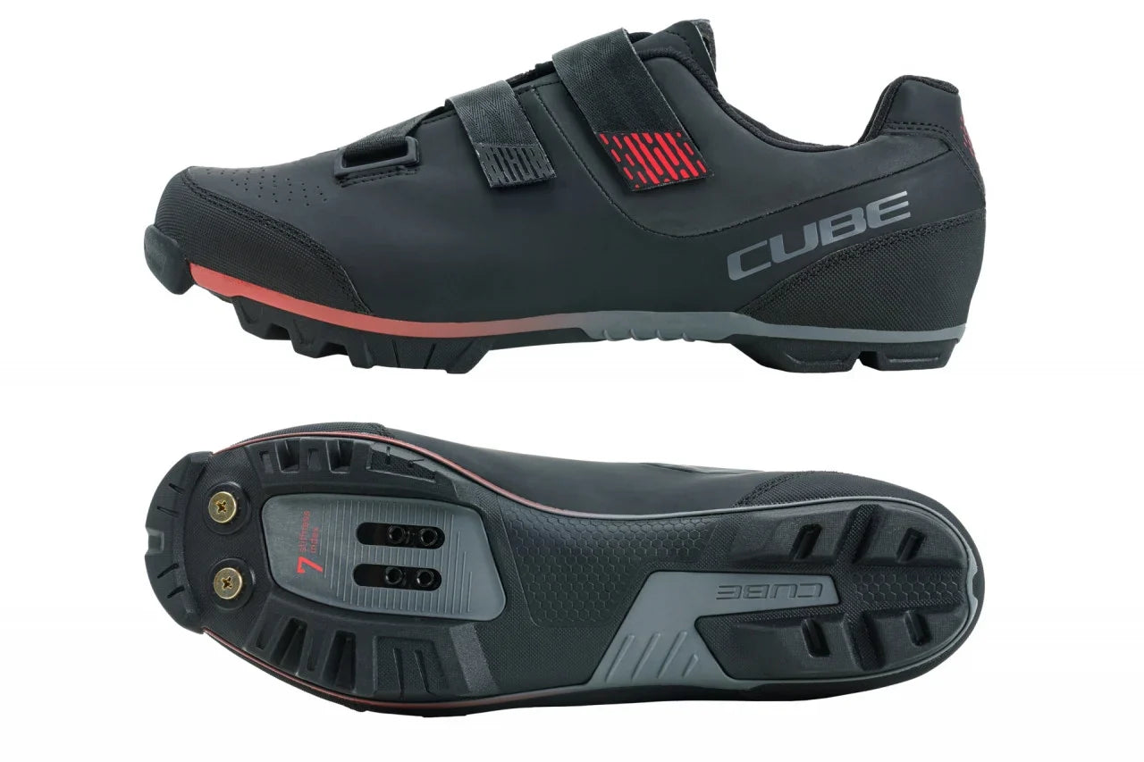 Pantofi Ciclism Cube Shoes Mtb Peak Negru/Rosu